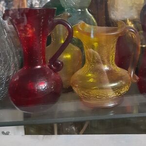 Crackled glass bottles